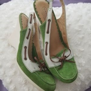 Size 7.5 women's coach suede sling back heels